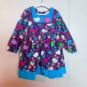 Colorful Kids Corduroy Bird & Floral Dress SZ 5